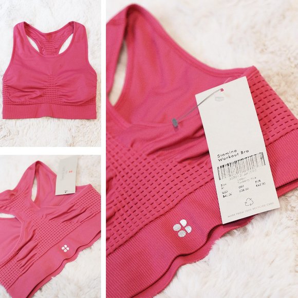 NEW Sweaty Betty Tayberry Pink Stamina Seamless Workout Sports Bra $40 Medium M - Picture 6 of 8